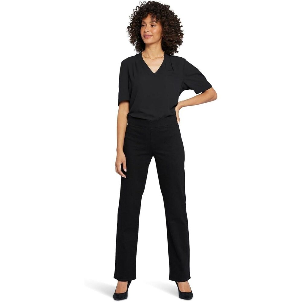 NYDJ Women's Pull-On Bailey Relaxed Straight In Black Rinse, 2